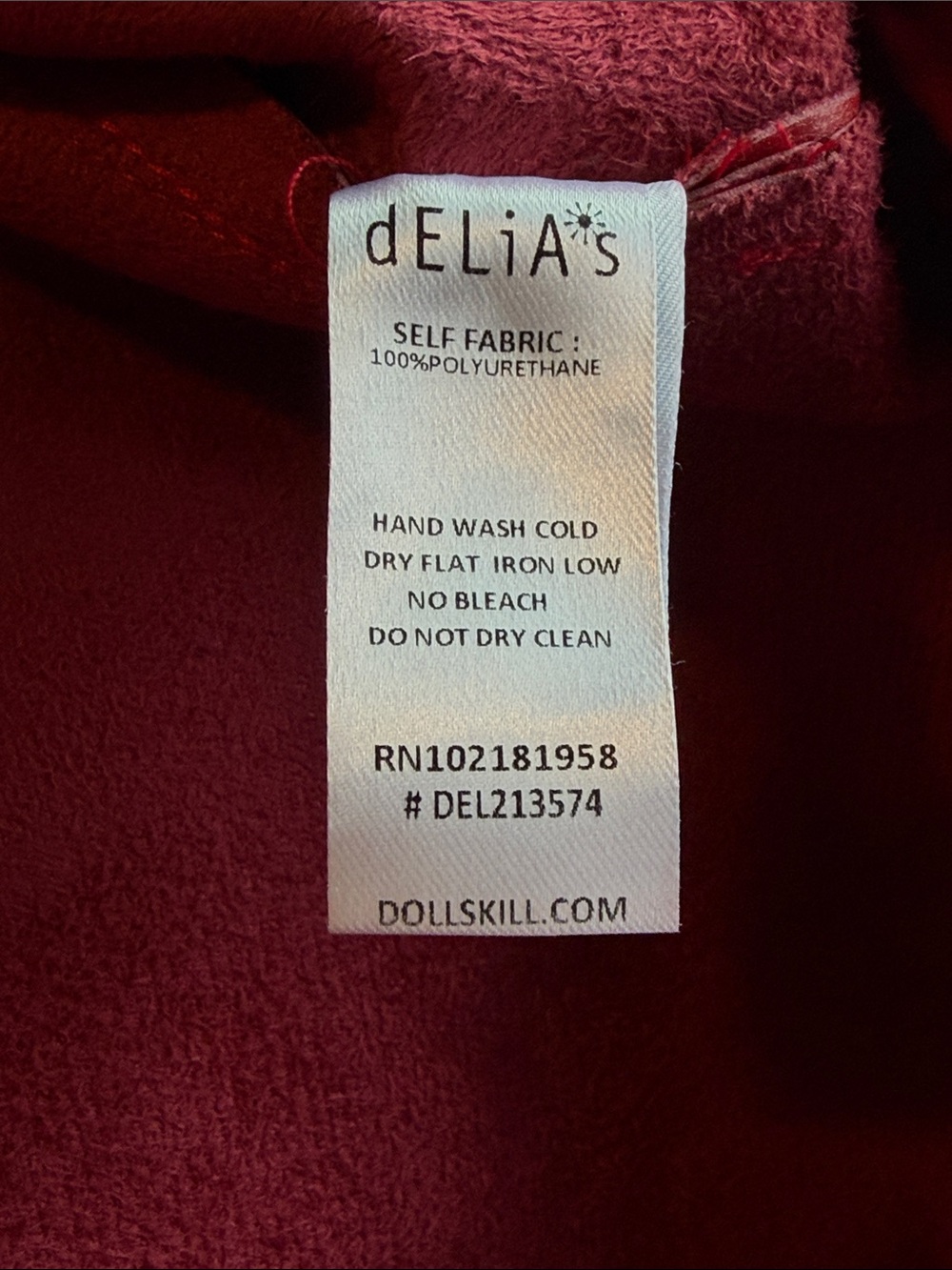 dELiAs by Dolls Kill Red Faux Leather Pants Size M Mid Rise Boot Cut Y2K PU - Picture 6 of 6